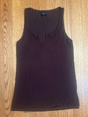 Michael Lauren Brown Sleeveless Notch-Neck Tank